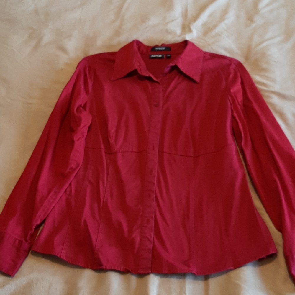 Beautiful, red, button-down shirt.
